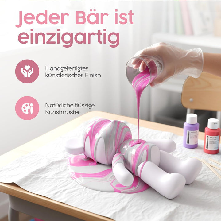 Worldwide DIY Bär zum Bemalen – Kreatives Mal-Set | Bärenfigur inkl. 3 Farben, Pinsel &amp; Zubehör | Ge