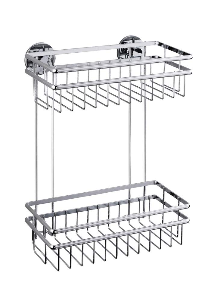 WENKO Express-Loc® Wandregal 2 Etagen Cali - Wandablage, Badablage, Befestigen ohne bohren, Edelstah