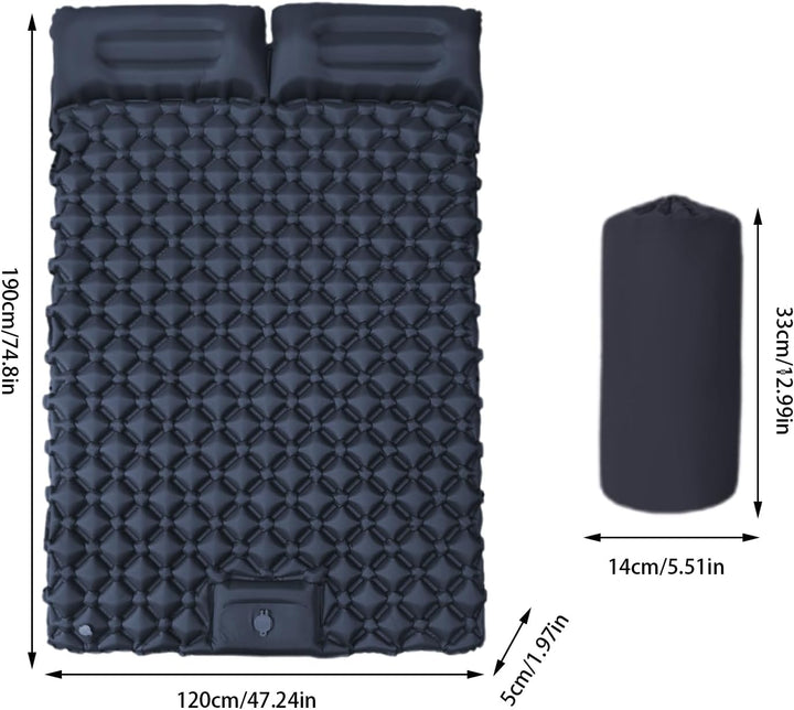 Isomatte Camping, 190x120x5cm Ultraleicht Outdoor Camping Isomatte Aufblasbare Mit Kissen, Wasserdic