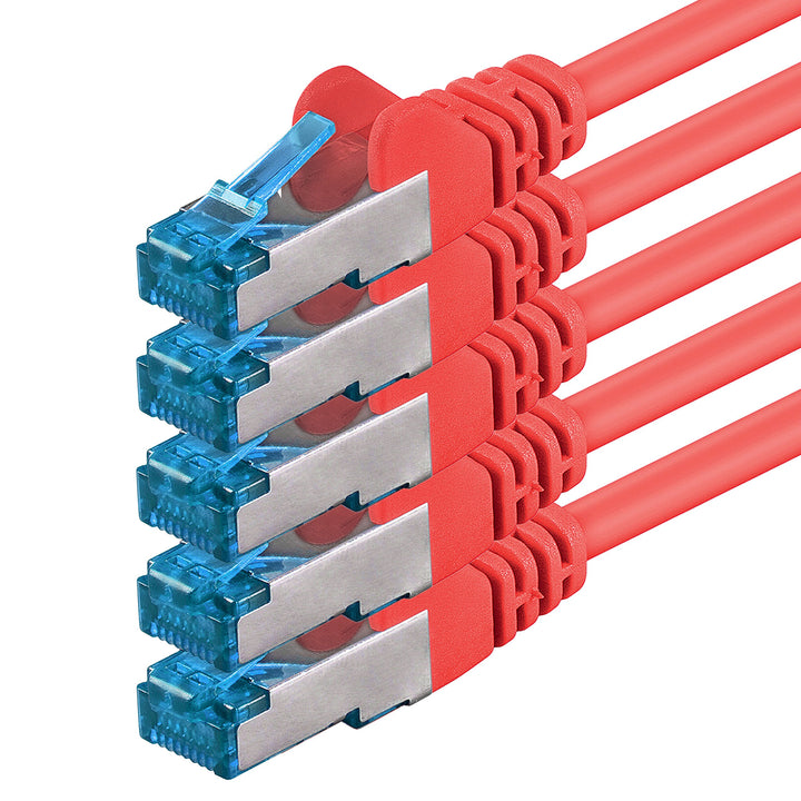 1aTTack.de 10m - CAT6a - Netzwerkkabel rot - 5 Stück CAT 6 A Patchkabel 10000 Mbit s SFTP PIMF 500 M