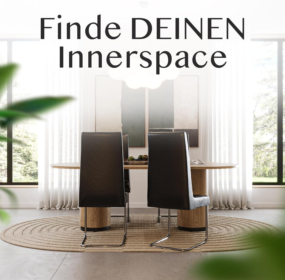 Innerspace Stuhlhussen 6er Set in Schwarz | Blickdichte, Wasserabweisende, Elastische Stuhlbezüge fü