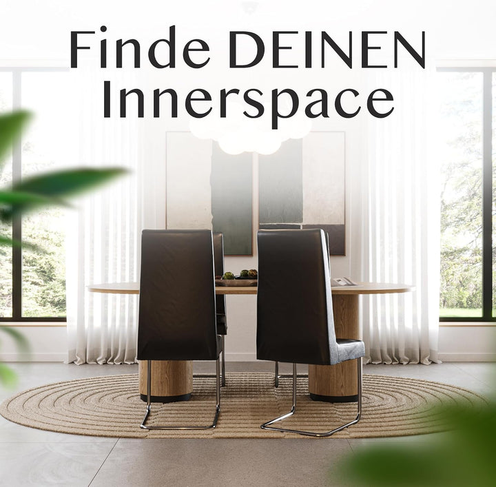 Innerspace Stuhlhussen 6er Set in Schwarz | Blickdichte, Wasserabweisende, Elastische Stuhlbezüge fü