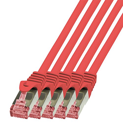 BIGtec LAN Kabel 5 Stück 10m Netzwerkkabel Ethernet Internet Patchkabel CAT.6 rot Gigabit SFTP doppe