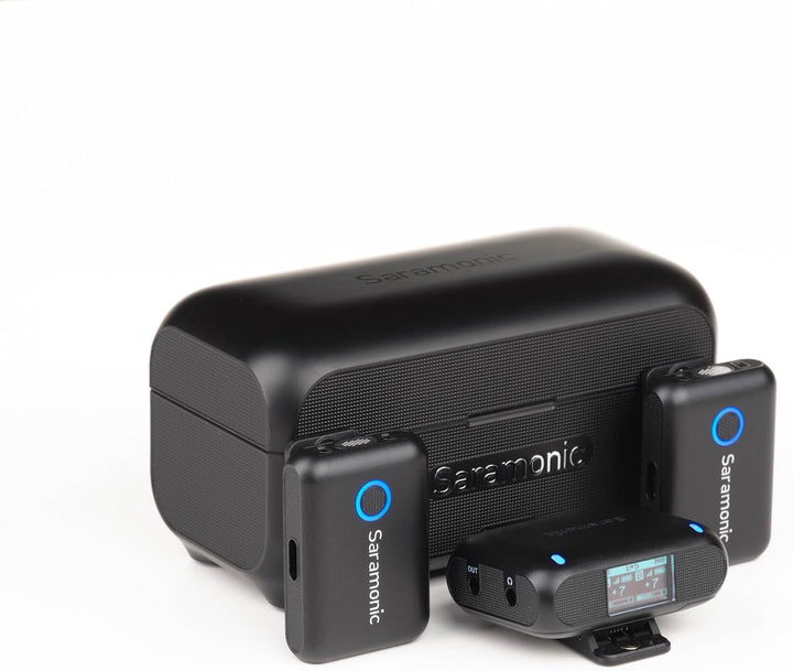 Saramonic Blink 500+ B2 Kabelloses Mikrofonsystem für 2 Personen mit Gerätehalterung, Empfänger, 3,5