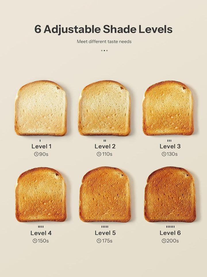 Toaster Langschlitz Edelstahl mit Smart Touchscreen &amp; Memory-Funktion, Toaster 4 Scheiben mit 6 Bräu