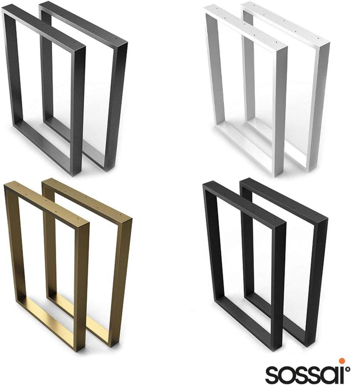 sossai® Stahl Tischkufen (pulverbeschichtet) TKK1 | Farbe: Schwarz | 2 Stück | Breite 50 cm x Höhe 7