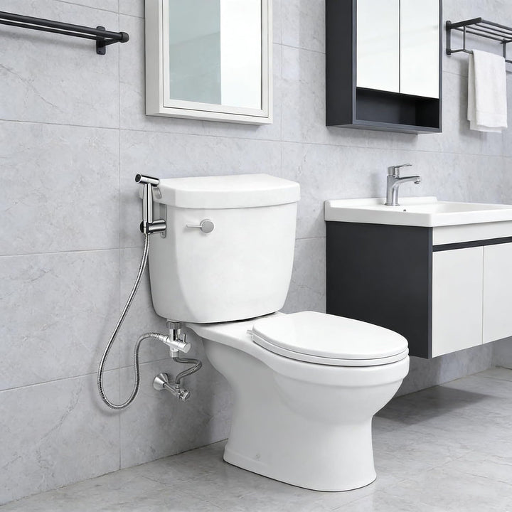 Edelstahl Bidet Handbrause Set für Toilette – WC Brause mit T-Adapter, Halterung &amp; 1,5m Schlauch, Wa