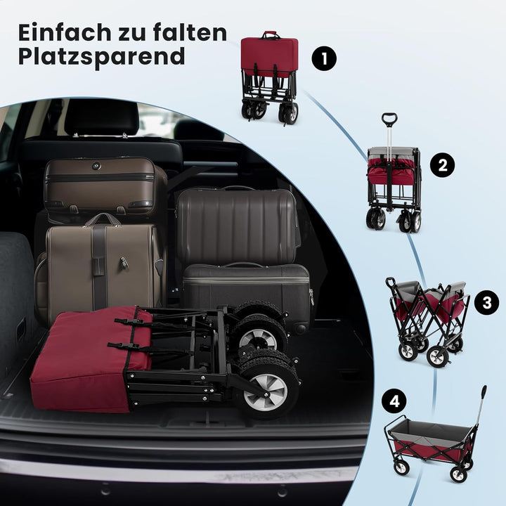 EUGAD Bollerwagen faltbar klappbar Transportkarre Handwagen mit 4 Rollen für Camping Einkaufen belas