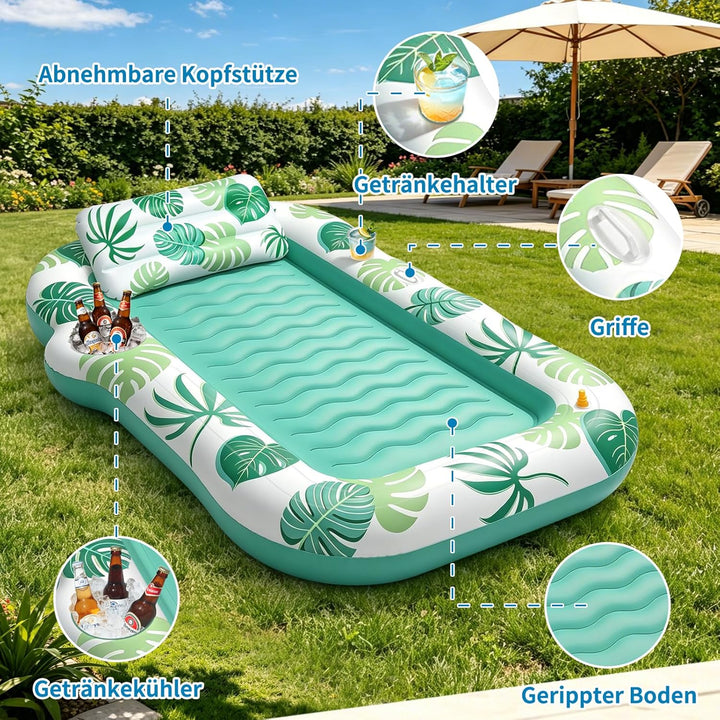 JONRRYIN Luftmatratze Pool für Erwachsene, Tanning Pool mit Sprühfunktion &amp; Getränkehalter, 215 * 15