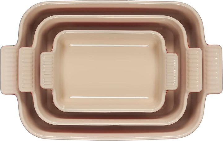 Le Creuset Steingut-Heritage-Set, rechteckig, 3 Stück, Kirschrot Kirsche, Kirsche