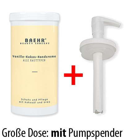 Baehr Handcreme Vanille Kokos, mit Kokosöl, Urea, 450ml mit Spender 450 ml (1er Pack), 450 ml (1er P