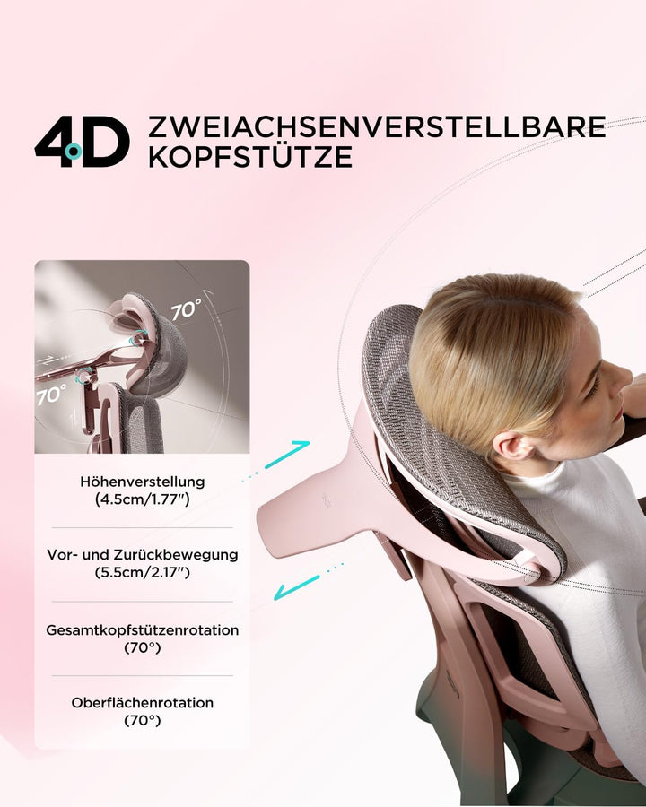 Hbada E3 Pro Ergonomischer Bürostuhl mit 3-Zonen dynamischer Lendenwirbelstütze, 4D verstellbare Kop