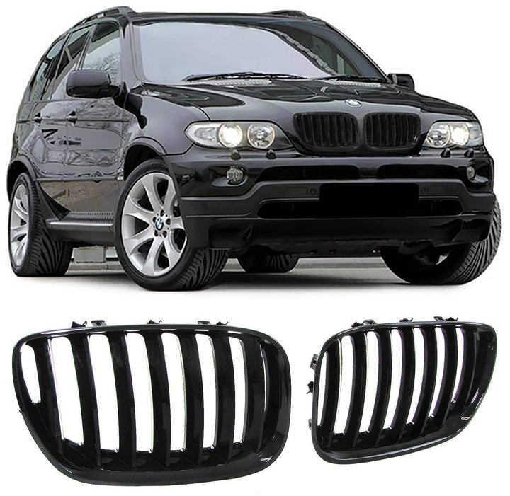 X5 E53 2004–2006 Frontstossstangengitter, glänzend, Schwarz, 1 Paar