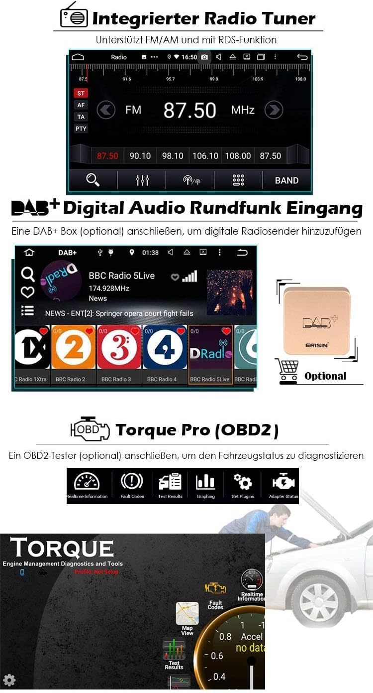 Erisin 9 Zoll Android 11.0 Autoradio Bluetooth mit GPS Navi Für BMW 3er E46 318 320 325 M3 Rover 75