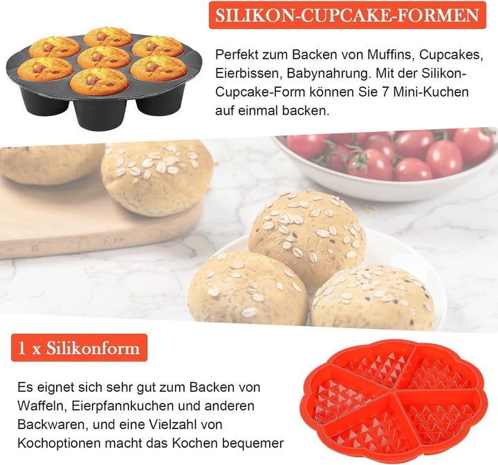 Heissluftfritteuse Zubehörset 15-teilig – XL Backblech für Universal Heissluftfritteuse, Durchmesser