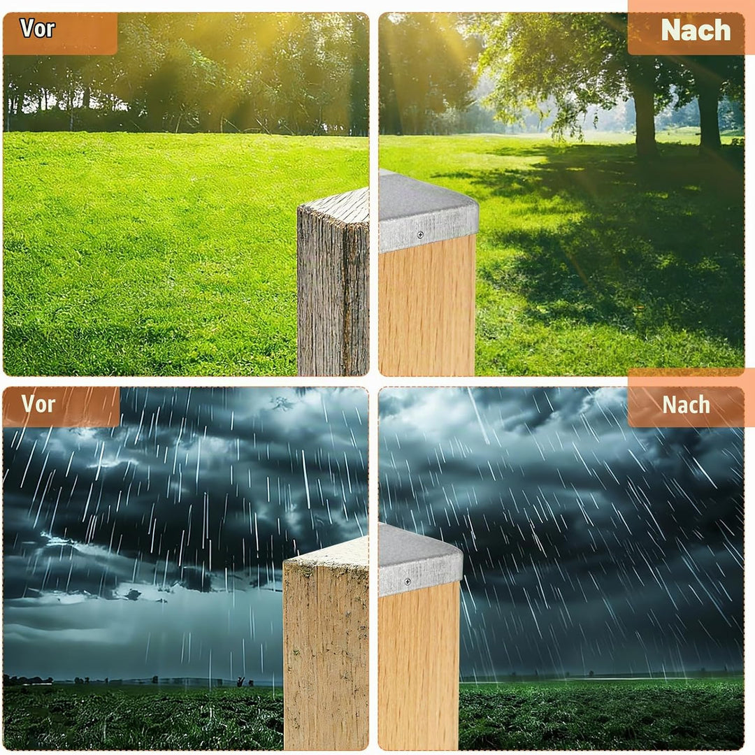 10 Stück 9x9 cm Pfostenkappen, verzinkter Stahl Pfostenkappen mit 20 Schrauben, Pyramide Zaun Pfoste