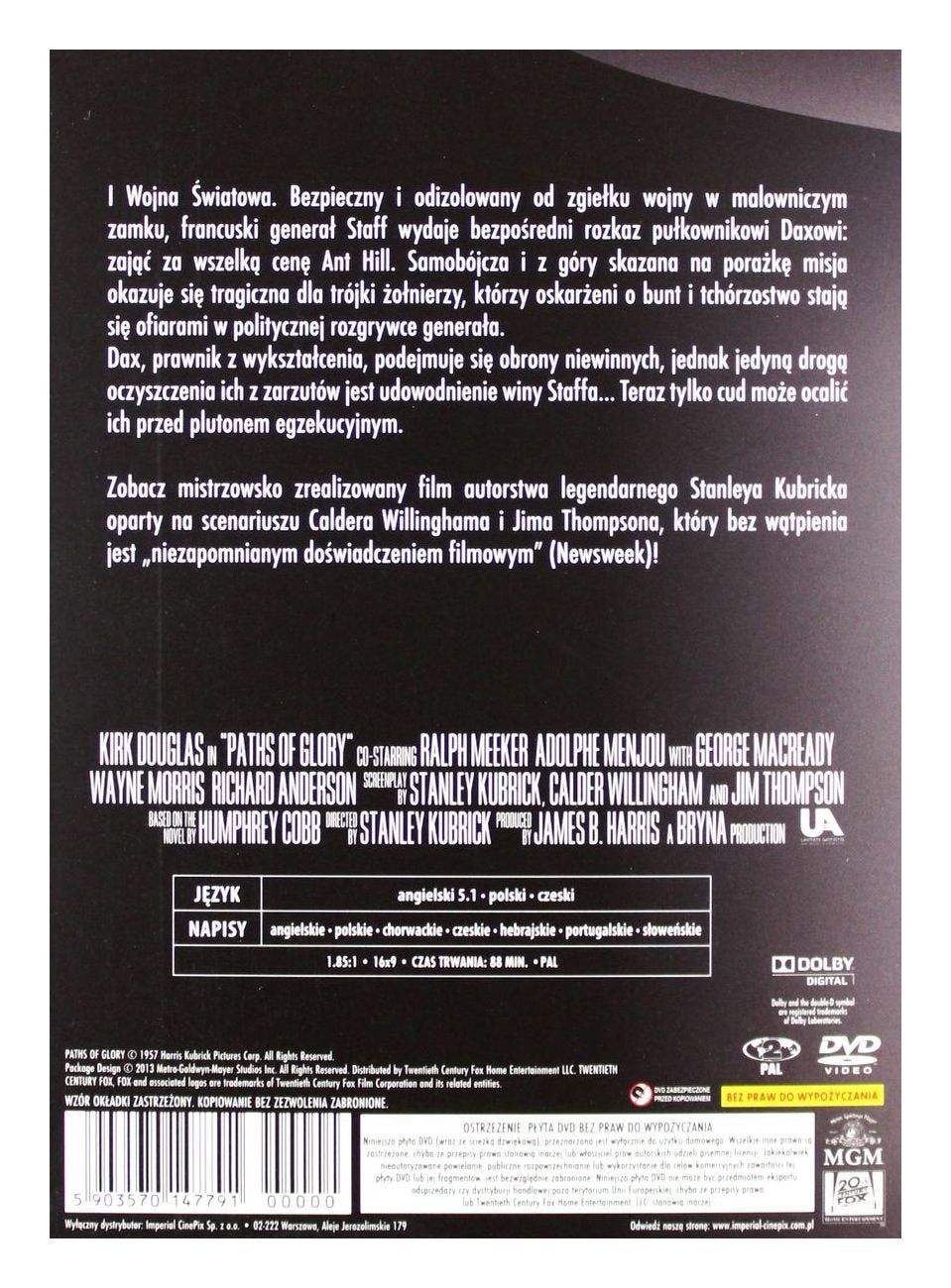 Paths of Glory [Region 2] (IMPORT) (Keine deutsche Version), DVD