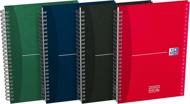 Oxford Adressbuch A5, mit Doppelspirale, 144 Seiten, 4 Farben, 5 Stück 1 A5, Sonderlineatur, 1 A5, S