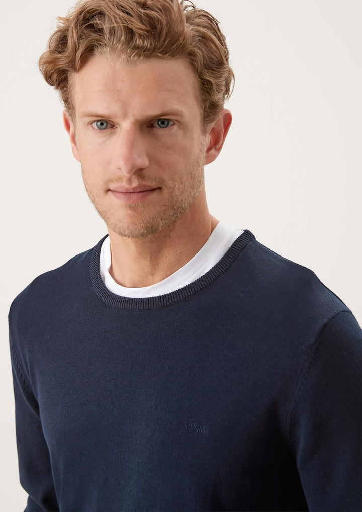 s.Oliver Herren Pullover mit Logo-Stickerei L Blau(5978), L Blau(5978)