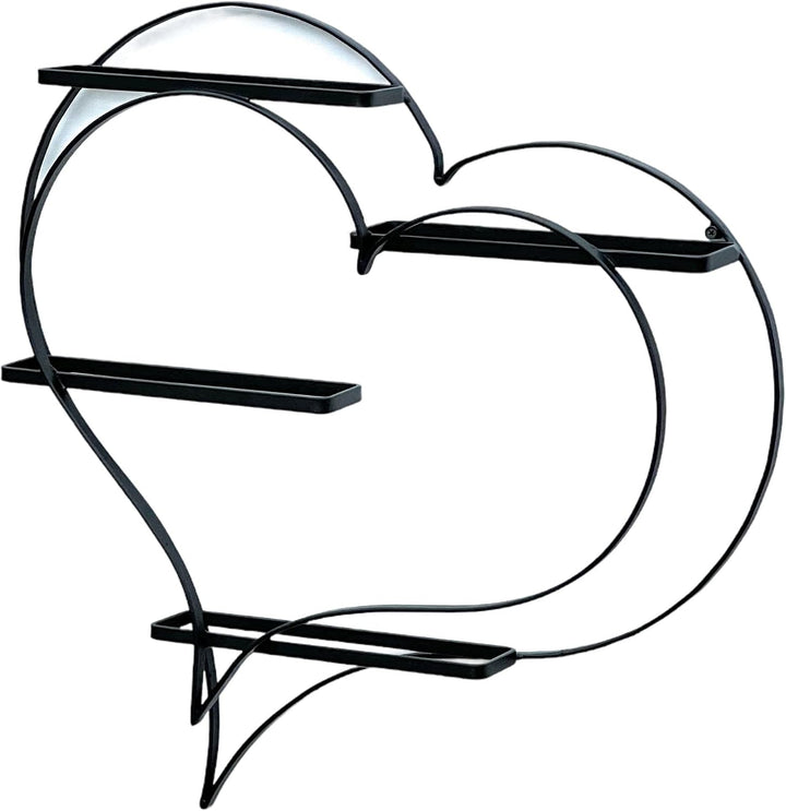 DanDiBo Weinregal Metall Schwarz Herz 96417 Flaschenregal für 4 Flaschen 65 cm Flaschenhalter Wand W