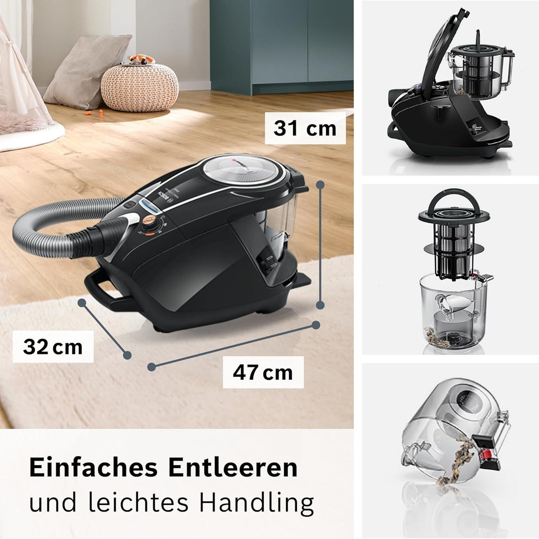 Bosch Staubsauger beutellos ProSilence Serie 8 BGS7MS64, Bodenstaubsauger, leise, Hygiene-Filter, Bo