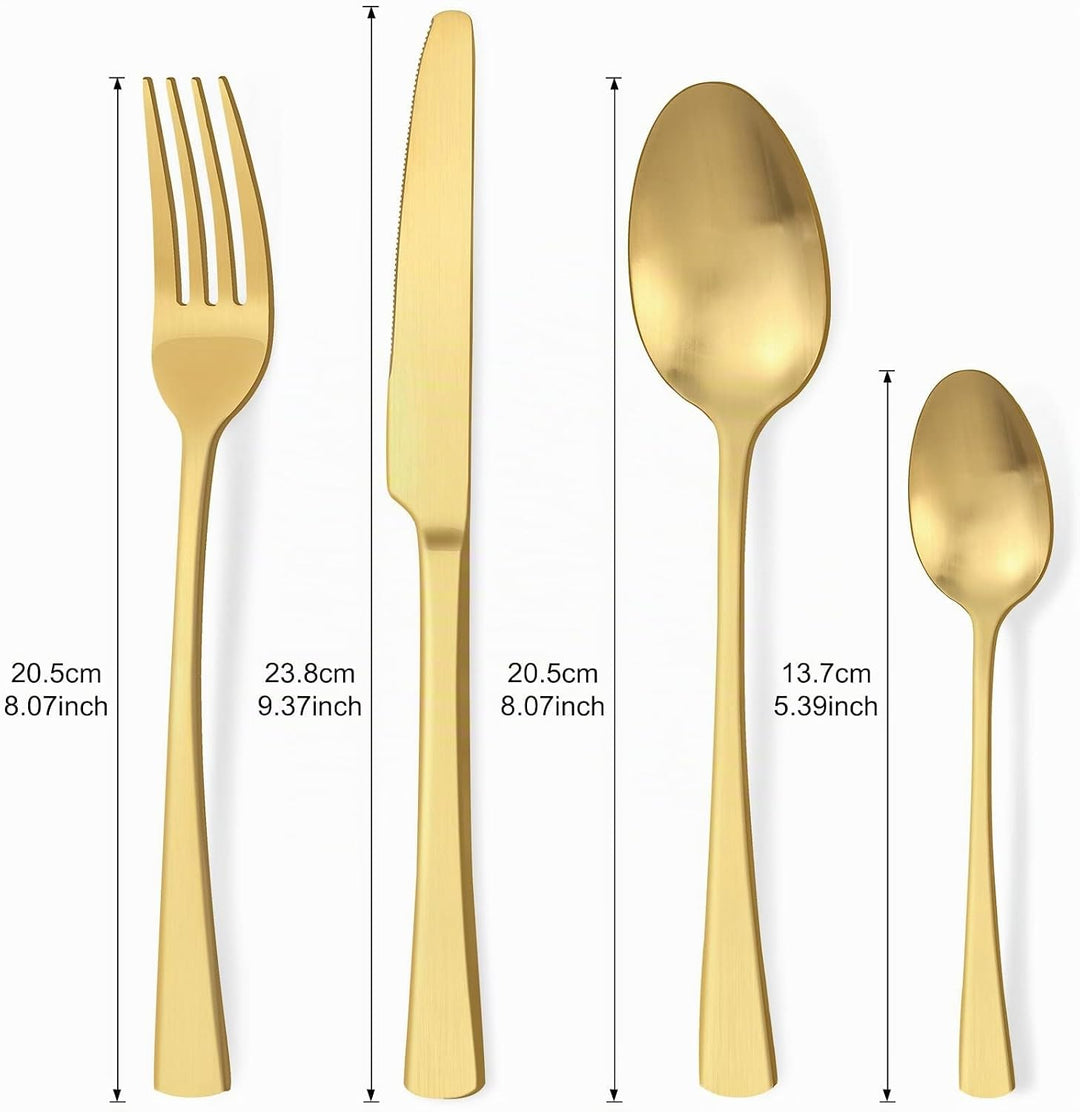 Bestdin Besteck Set 6 Personen, 24 teilig Edelstahl Besteckset Matt Gold Essbesteck Set mit Messer G