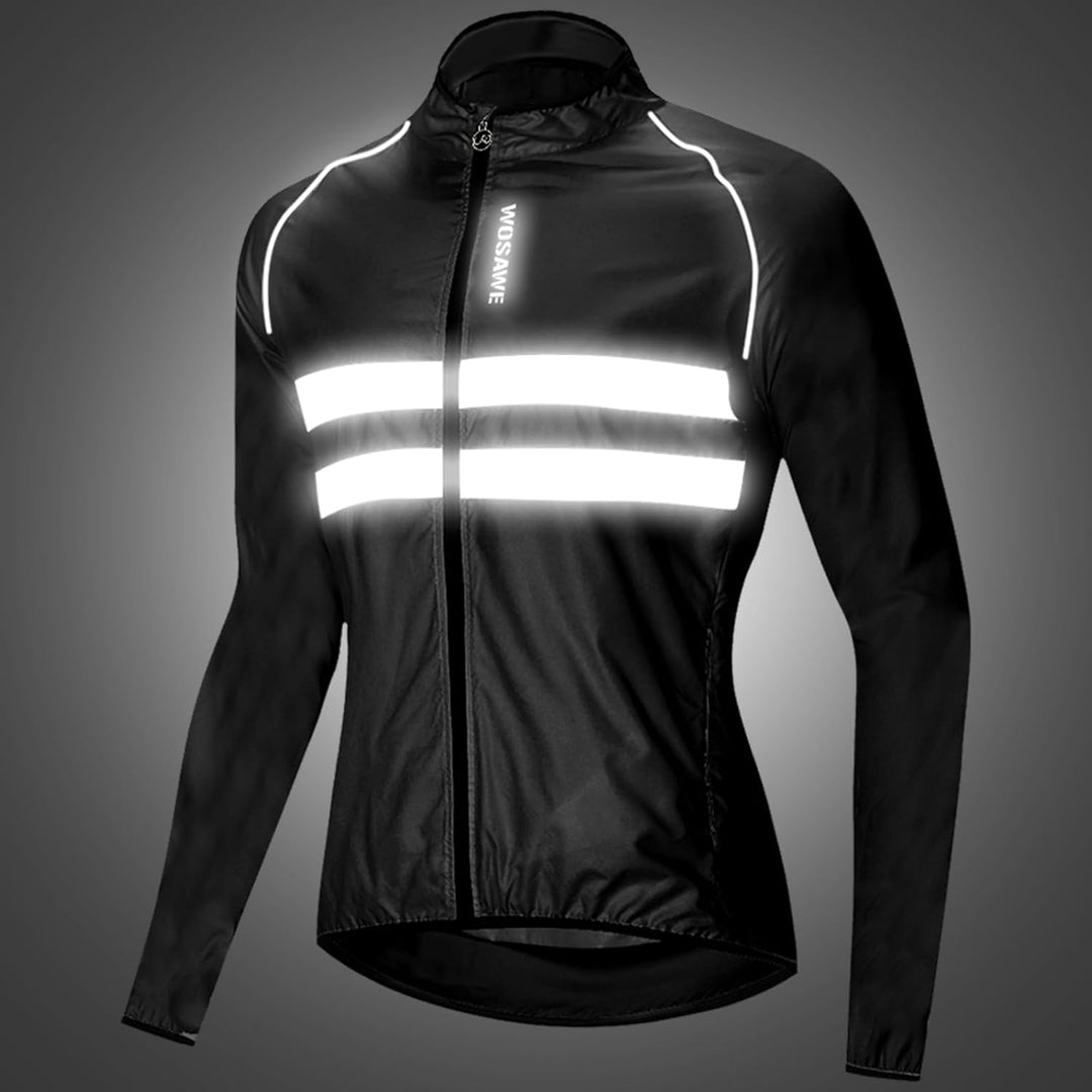 WOSAWE Herren Damen Fahrradjacke Leicht Atmungsaktiv Reflektierende Radweste Winddicht Sportbekleidu