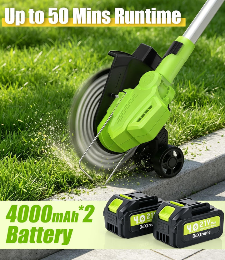Akku Rasentrimmer für Makita 21V Akkus,4-in-1 Freischneider | Motorsense mit 2X 4000 mAh Batterien u