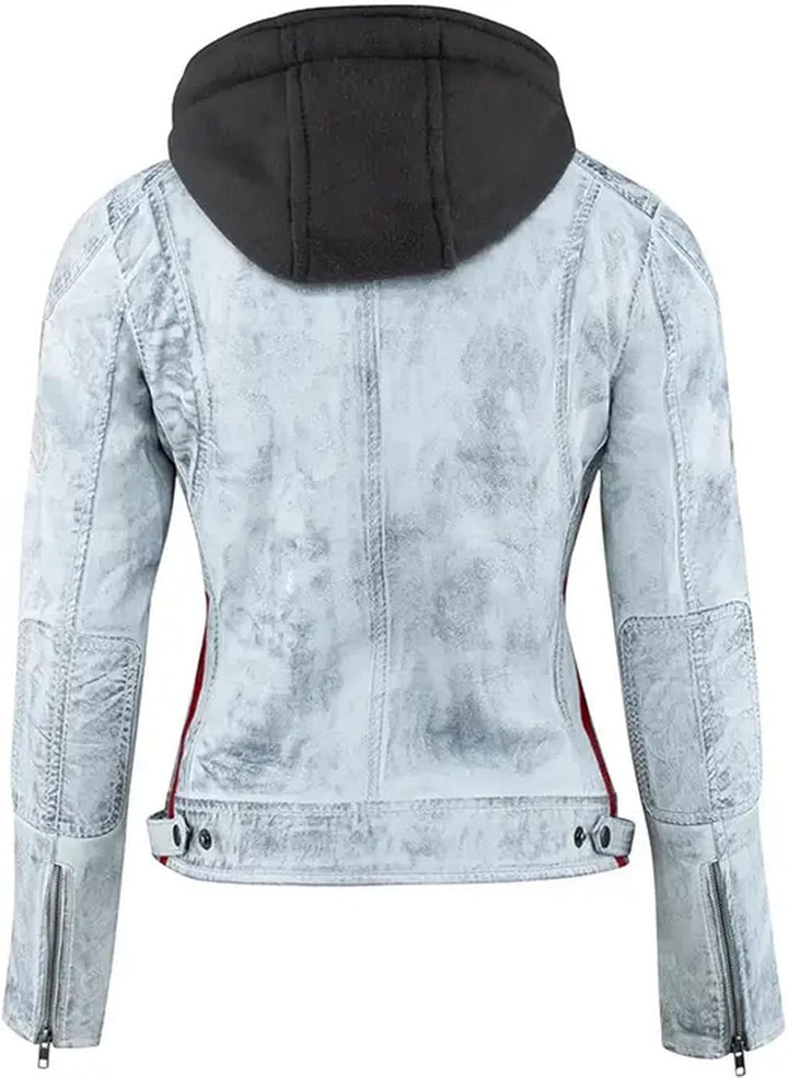 URBAN 5884 Motorradjacke Damen Mit Protektoren, Damenjacke aus Lammleder, Protektoren für Rücken, Sc