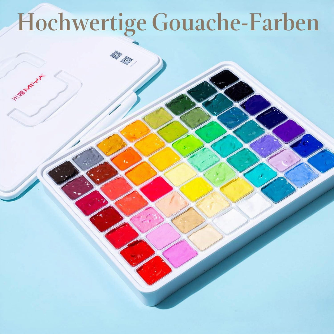 MIYA Gouache Farben Set, 56 Farben x 30 ml Einzigartiges Gelee-Becher-Design in einer Tragetasche Pe