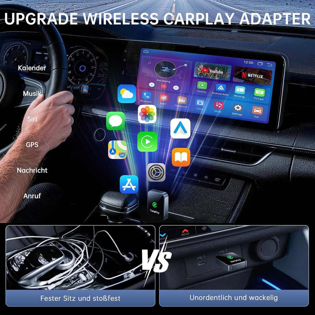 LENDOO Mini CarPlay Wireless Adapter,2 in 1 CarPlay Adapter Plug&amp;Play
