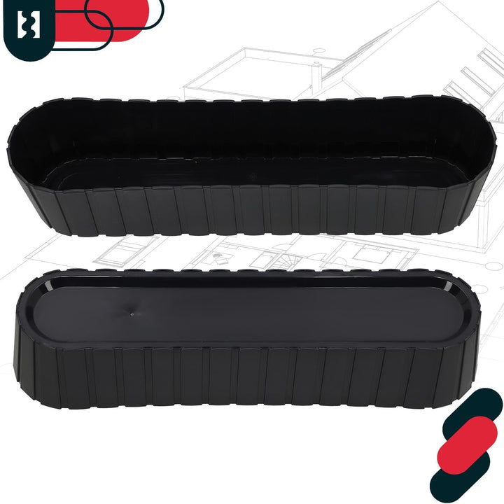 KOTARBAU® Blumenkasten für Balkon, 60 x 14 x 13 cm, Balkonkasten, Anthrazit 60 x 14 x 13 mm 4er Set