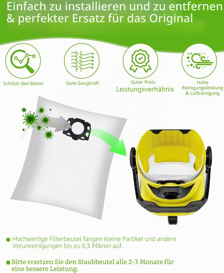 14 Stück KFI 357 Staubsaugerbeutel für Kärcher WD2 WD3 KWD1 KWD2 KWD3 WD3.200 - WD3.800 M/SE4001/SE4