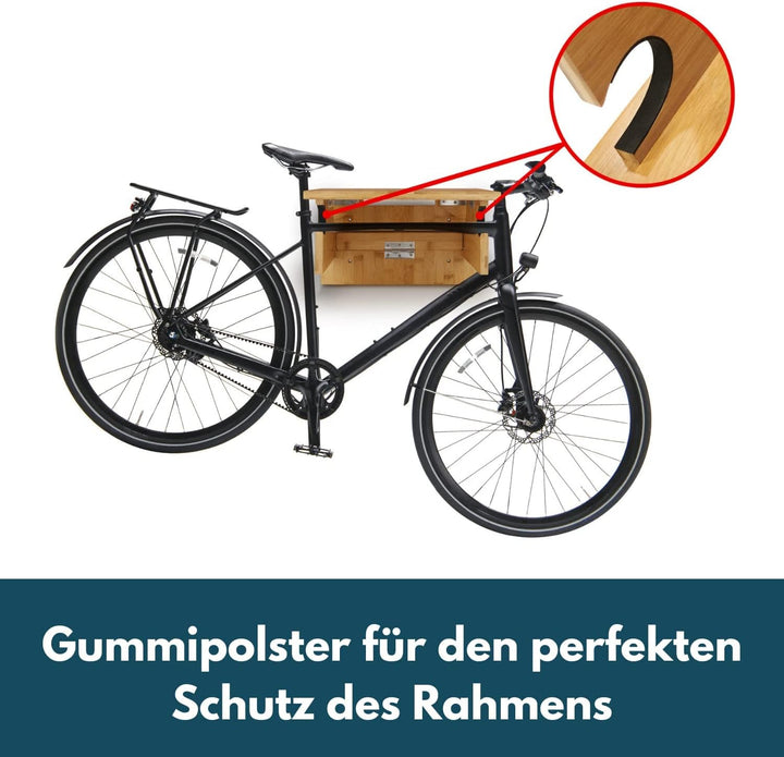 Rockitdaily Fahrradhalterung für die Wand | 35x35x5cm | klappbare Bambus Wandhalterung Fahrrad als G