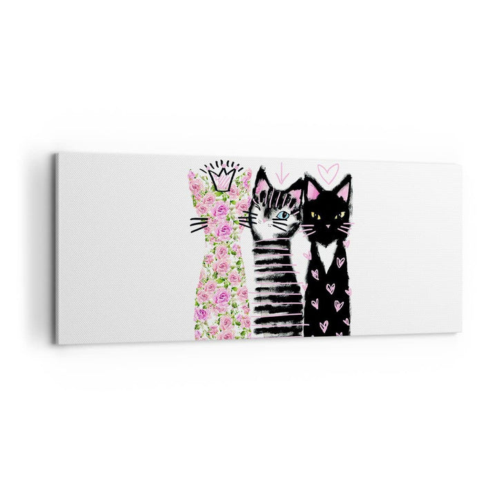 Panorama Bilder auf Leinwand 100x40cm Leinwandbild Katzen Blumen Tiere Gross Wanddeko Bild Schlafzim