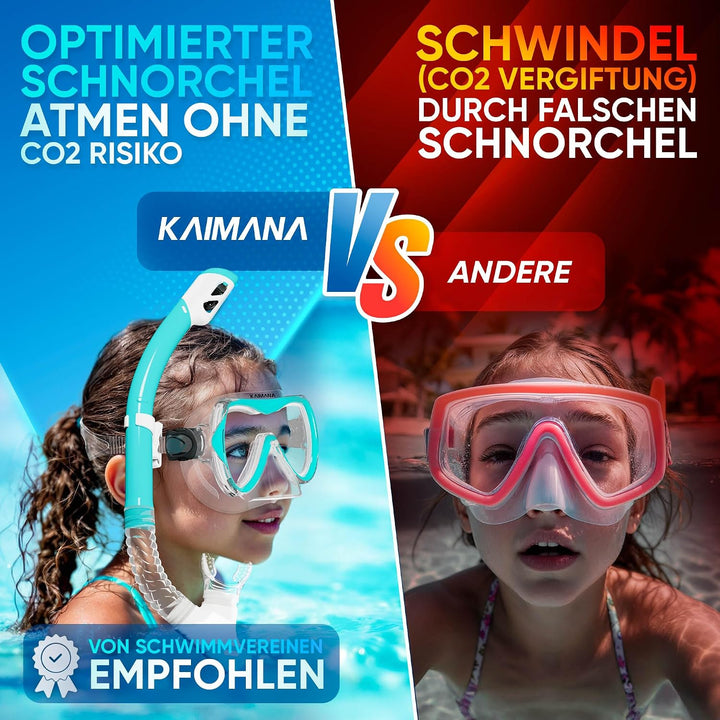Das Neue KAIMANA® SeaExplorer Schnorchelset Kinder + Tragetasche, Taucherbrille mit Schnorchel, Tauc