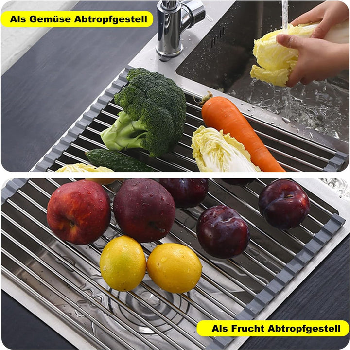 ViWaVee Abtropfgestell Geschirr, Faltbare und Abnehmbare Geschirrabtropfgestell über Dem Spülbecken,
