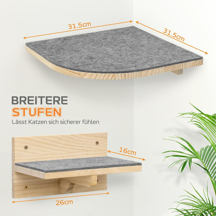 Kletterwand Katzen Katzentreppe Wand 4er-Set Katzen Kletterwand Set Stabiler Katzenwand Naturholz Ka