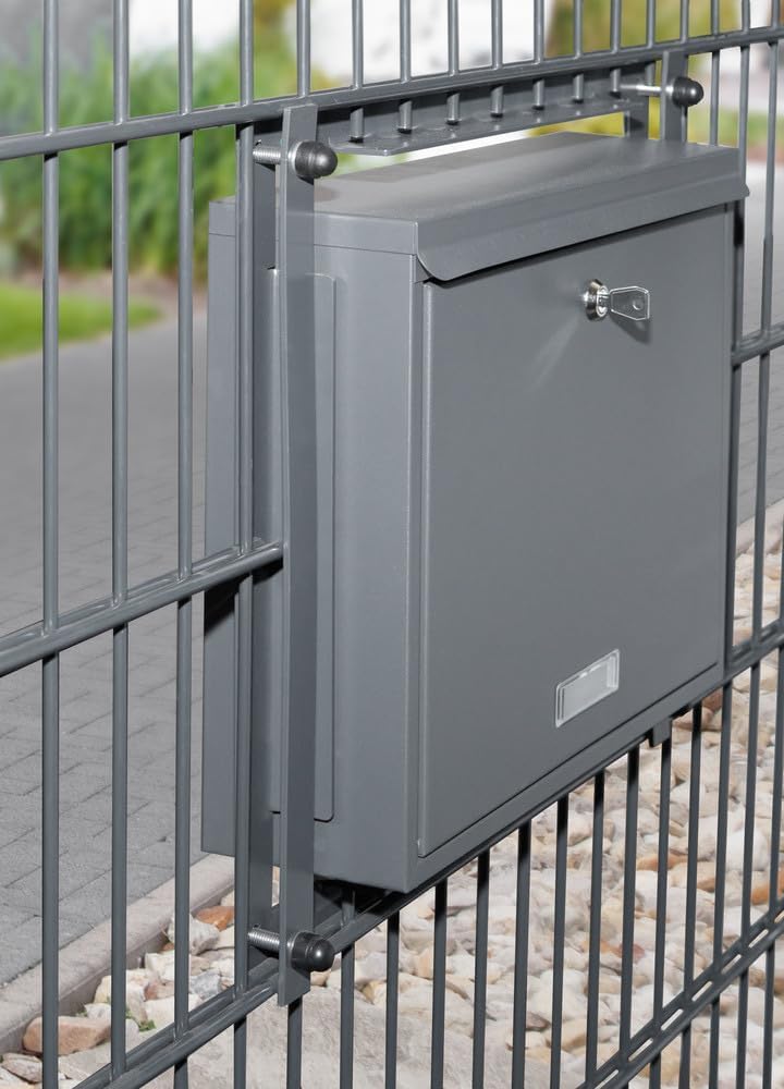 Maxhome24 Zaunbriefkasten Corso für Doppelstabmattenzaun, Anthrazit