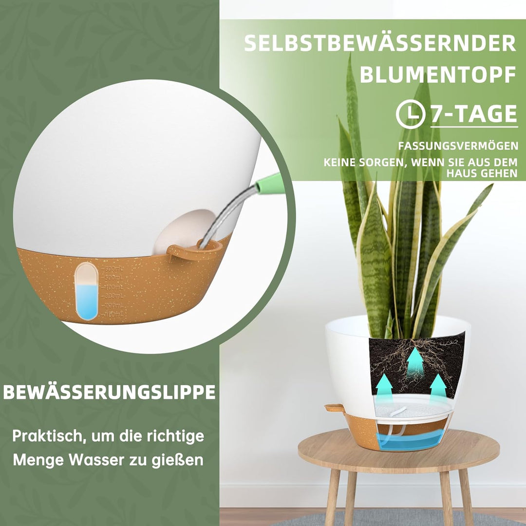 ZMTECH 30 cm Pflanztöpfe mit Bewässerungslippe Selbstbewässernde Pflanztöpfe mit Abflusslöchern und