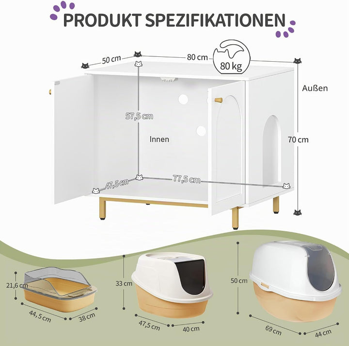 Hzuaneri Katzenschrank, Katzentoilette, Katzenklo Schrank, Katzenhaus mit Tür, Hölzerner Beistelltis