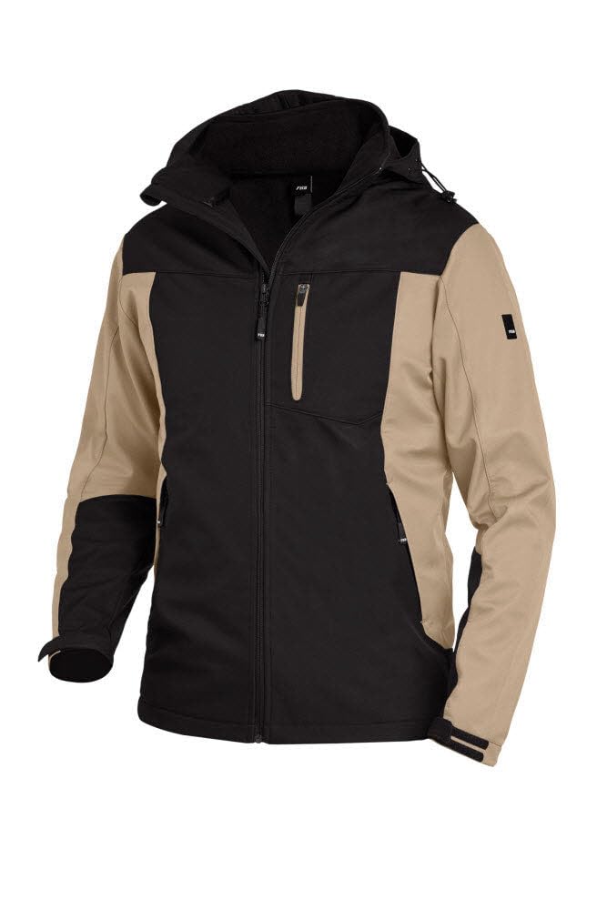 FHB Arbeit Softshelljacke "Jannik", 1 Stück, 2XL, beige/schwarz, 79105-1320-2XL XXL Beige / Schwarz,
