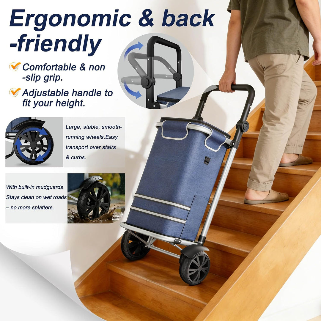 UISEBRT 3in1 Einkaufstrolley klappbar mit 56L gross Volumen,Multifunktionaler Einkaufsroller mit Küh
