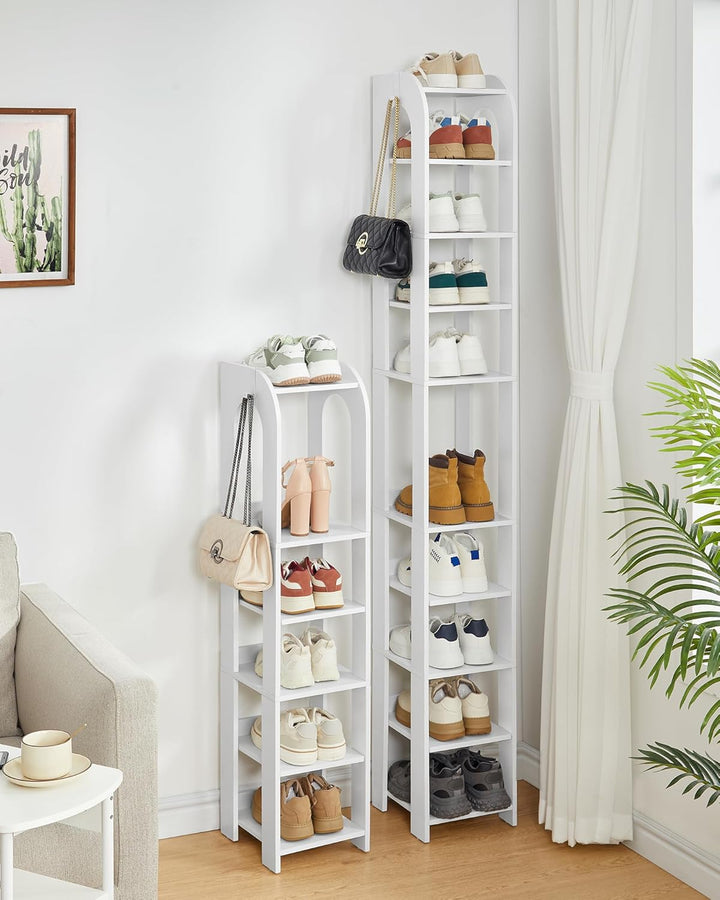 Hzuaneri Vertikales Schuhregal, 7 Ebenen Schmale Schuhregale, Holz-Schuh-Organizer Für Schrank, Eing