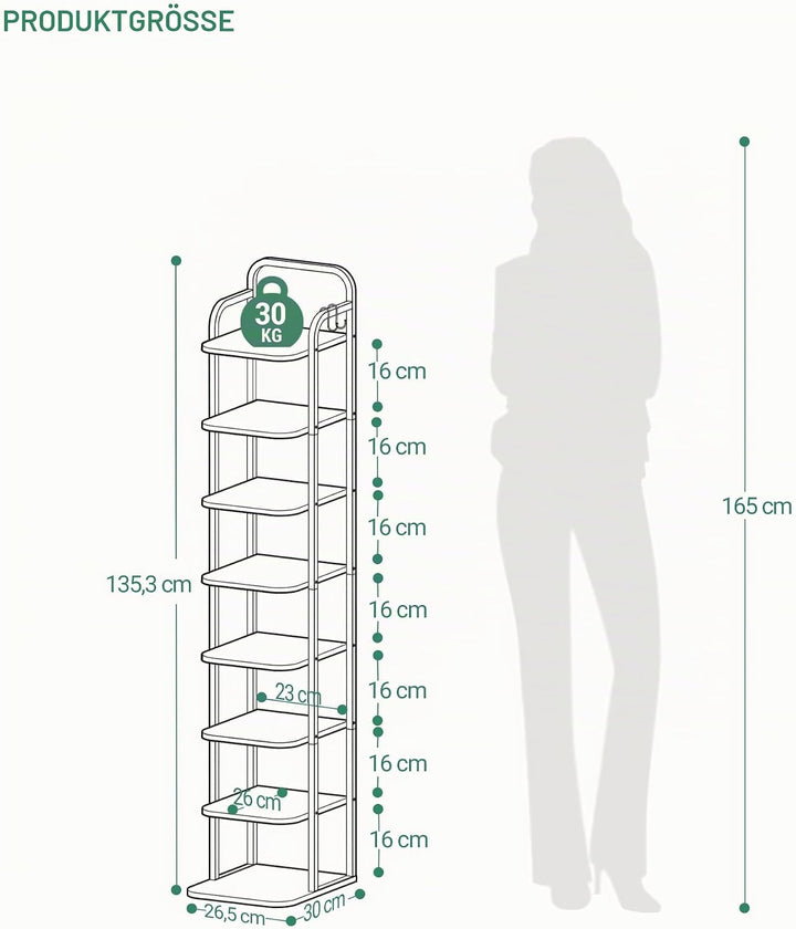 Hzuaneri Vertikales Schuhregal, 8-Stöckige Schuhregale, Schuhturm Für Kleine Räume, Freistehend, Ver