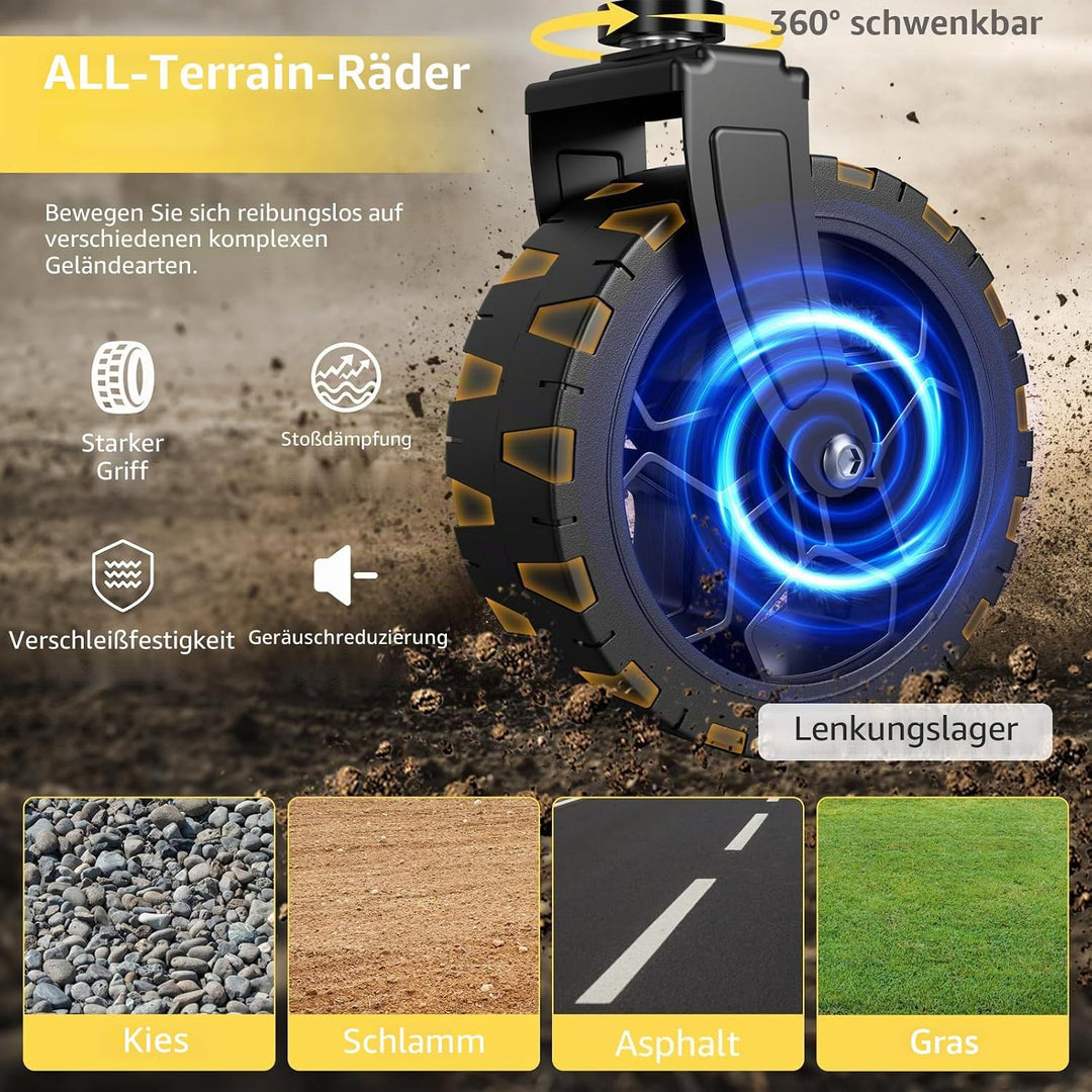 ROSONG Faltbarer Bollerwagen mit Rädern, zusammenklappbar, robust, für Einkäufe, Sport, Garten, Eink