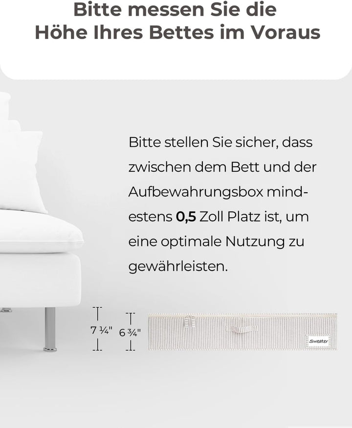 StorageWorks Unterbett Aufbewahrung, grosse Unterbett Aufbewahrungsbox mit Deckel Stoff, faltbare Un