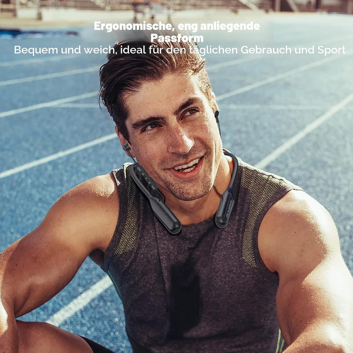 SOPPY Nackenbügel Ohrhörer Bluetooth 5.3 Kabellose In-Ear Kopfhörer mit Mikrofon, IPX6 Sport Earbuds