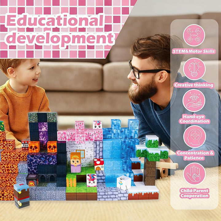 HUIZHOU Magnetic Blocks Set,Magnetische Bausteine,Magnet bausteine Kinder Lernspielzeug zur geistige