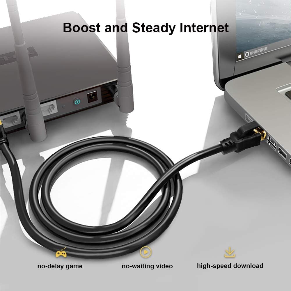 Yauhody Cat 8 Lan Kabel 15M, 40Gbps 2000MHz Ethernet Kabel Netzwerkkabel Gigabit Internet Kabel RJ45